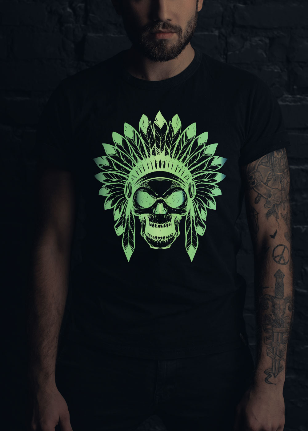 Indian skull glowing t shirt