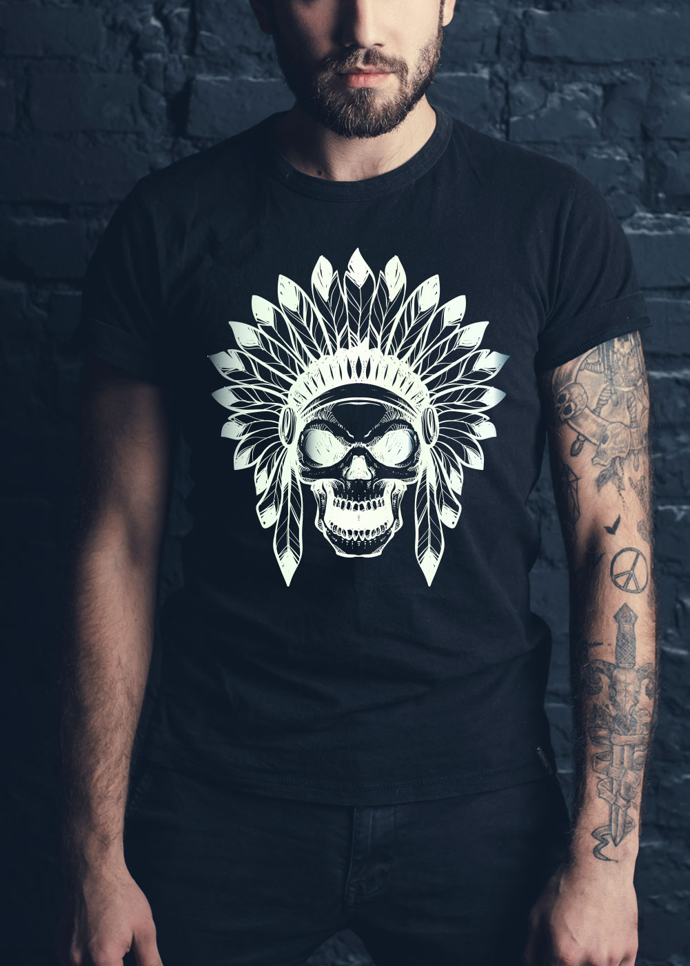 Indian skull glowing t shirt
