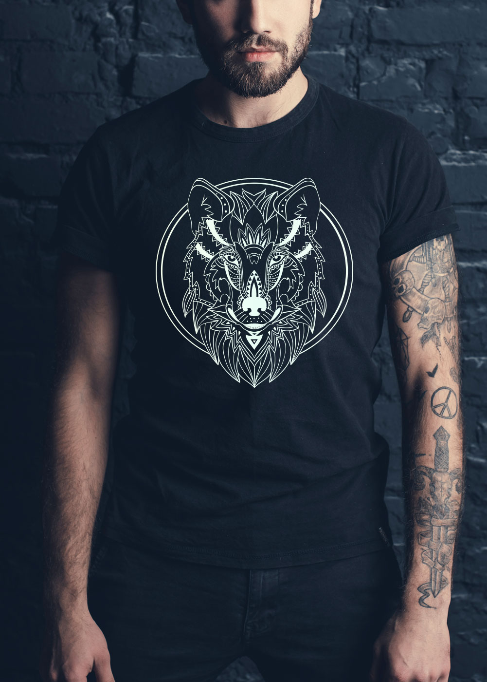 Wolf in the forest glowing t shirt